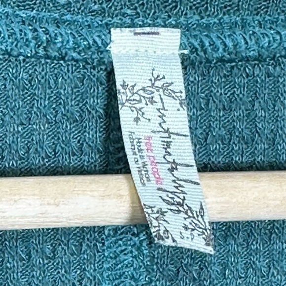 Free People One of the Girls Emerald Jaded Green Waffle Knit Henley Top - small - Picture 6 of 7